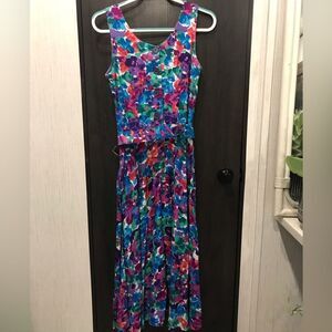 Vintage Floral Belted Dress